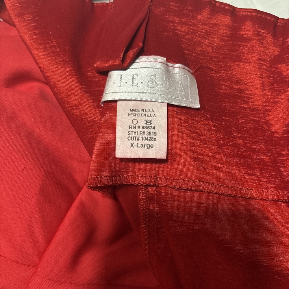 Fiesta Red Satin Cocktail Party Dress Women's Size Xl Ruched Cape Sleeve Midi - Picture 7 of 9